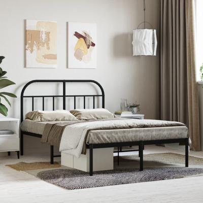 Bedframe met hoofdbord metaal zwart 120x190 cm