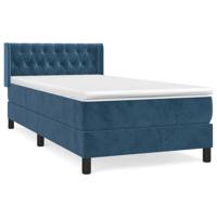 Boxspring met matras fluweel donkerblauw 100x200 cm - thumbnail