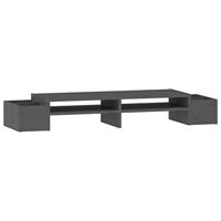VidaXL Monitorstandaard 100x27,5x15 cm massief grenenhout grijs - thumbnail