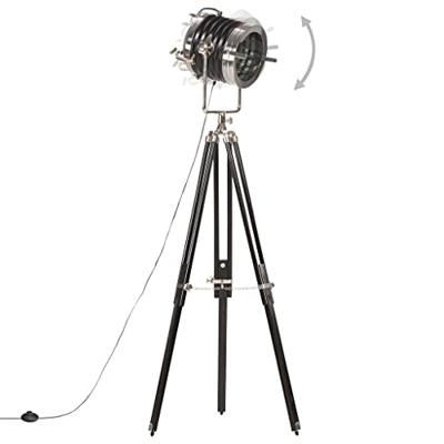 VidaXL Vloerlamp driepoot 171 cm massief mangohout zwart