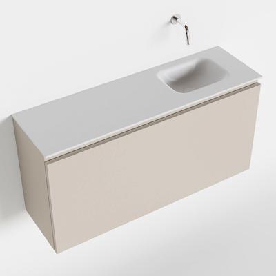 MONDIAZ OLAN 100cm toiletmeubel linen. LEX wastafel talc rechts geen kraangat MONDIAZ OLAN 100cm toiletmeubel linen. LEX wastafel talc rechts geen kraangat