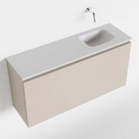 MONDIAZ OLAN 100cm toiletmeubel linen. LEX wastafel talc rechts geen kraangat - thumbnail
