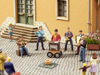 NOCH 12955 N Optredens van straatmuzikanten figuren Kant-en-klare module, Scène met geluid