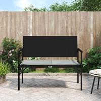 Tuinbank 2-zits met kussen poly rattan zwart - thumbnail