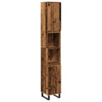 Badkamerkast 30x30x190 cm bewerkt hout oud houtkleurig - thumbnail