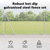 VidaXL Afrasteringspaal zilver 10 x 1,2 m (19 x 19 mm gaas) staal - thumbnail