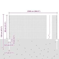 VidaXL Hek met paal zilver 0,8 x 25 m staal - thumbnail