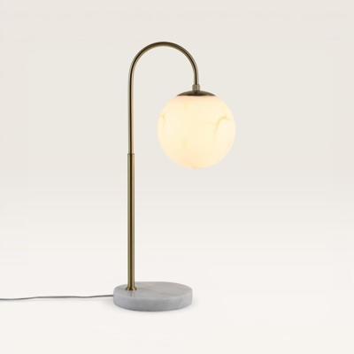 Tafellamp Sereno alabastro m - Met bol van handgemaakt opaalglas, voet van marmer - Zweeft als een maan door de ruimte - Voor binnengebruik