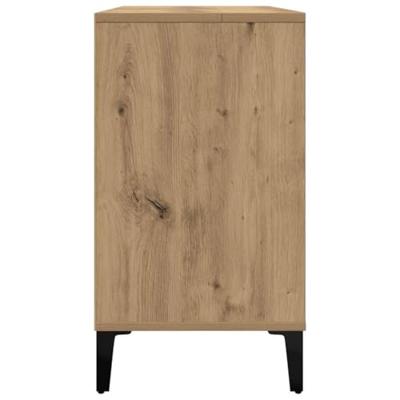 Wastafelkast 80x33x60 cm bewerkt hout artisanaal eikenkleur