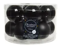 Kerstballen Glas Ø5cm Zwart 12st - thumbnail