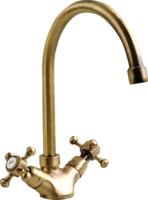 Wastafelmengkraan Sapho Antea 2-knop Gebogen Uitloop 27.5 cm Brons - thumbnail