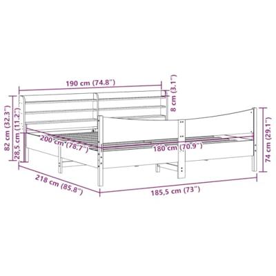 Bedframe met hoofdbord massief grenenhout 180x200 cm
