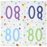 Feestservetten 80 Jaar Confetti (20st) - thumbnail