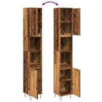 Badkamerkast 30x30x190 cm bewerkt hout oud houtkleurig - thumbnail