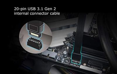 Akasa Low Profile PCI Bracket Adapter USB 3.1 Typ C - zwart