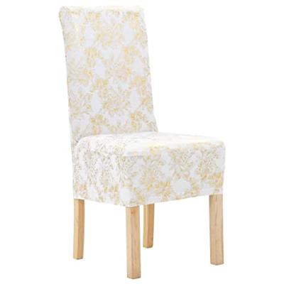 VidaXL Stoelhoezen 6 st recht stretch wit met gouden opdruk VidaXL Stoelhoezen 6 st recht stretch wit met gouden opdruk