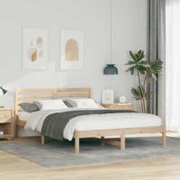 Bedframe met hoofdeinde Bruin 140 x 220 cm Massief grenenhout - thumbnail