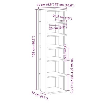 Schoenenkast 25x27x102 cm bewerkt hout zwart eikenkleur