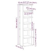 Schoenenkast 25x27x102 cm bewerkt hout zwart eikenkleur - thumbnail