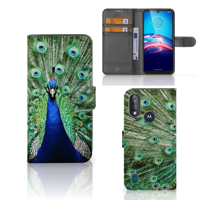 Bookcase Moto E6s Telefoonhoesje met Pasjes Pauw - thumbnail