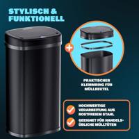 Vuilnisbak opent automatisch met Sensor Zwart 58L - thumbnail
