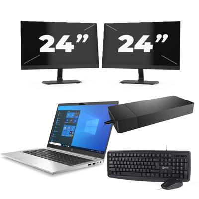 HP ProBook 430 G8 - Intel Core i5-11e Generatie - 13 inch - 8GB RAM - 256GB SSD - Windows 11 Home + 2x 24 inch Monitor