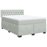 Boxspring met matras fluweel lichtgrijs 140x200 cm - thumbnail