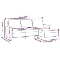 Driezitsbank met voetenbank 180 cm fluweel blauw - thumbnail