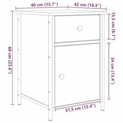 Nachtkastje met lade 2 pcs Oudhout 40 x 42 x 60 cm Bewerkt hout