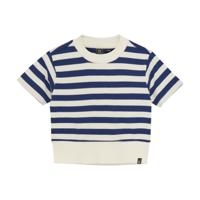 Indian Blue Jeans Zomer T-shirt S/S meisjes - navy blauw - cropped - gestreept - rib - thumbnail