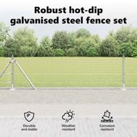 VidaXL Afrasteringspaal zilver 25 x 0,4 m (16 x 16 mm gaas) staal - thumbnail