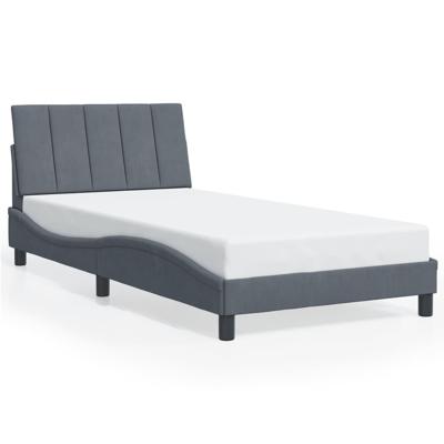 Bedframe met LED zonder matras "Hanko" fluweel donkergrijs 100x200 cm