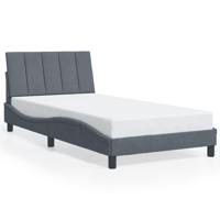 Bedframe met LED zonder matras "Hanko" fluweel donkergrijs 100x200 cm - thumbnail