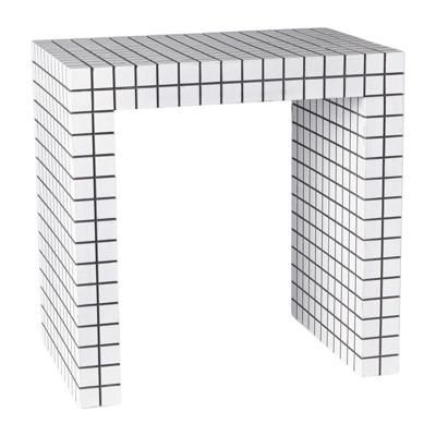 Bijzettafel checks - wit - 48x48x32 cm Bijzettafel checks - wit - 48x48x32 cm