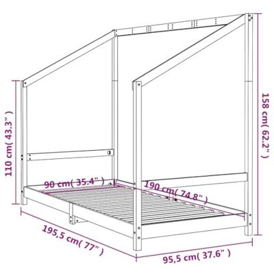 Kinderbedframe 90x190 cm massief grenenhout wit