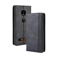 Magnetische sluiting Retro Crazy Horse textuur horizontaal flip leergeval voor Moto Z4 te spelen, met houder & kaartsleuven & Foto Frame(Black) - thumbnail