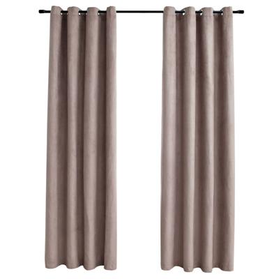 VidaXL Gordijn verduisterend met metalen ringen 2 st 140x245 cm taupe VidaXL Gordijn verduisterend met metalen ringen 2 st 140x245 cm taupe