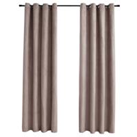 VidaXL Gordijn verduisterend met metalen ringen 2 st 140x245 cm taupe - thumbnail