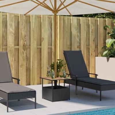 Tuintafel met parasolgat 55x55x46,5 cm poly rattan zwart Tuintafel met parasolgat 55x55x46,5 cm poly rattan zwart