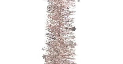 5 stuks! Guirlande lametta ster d10 cm en h270 cm poederroze Kerst Decoris - Decoris