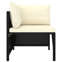 4-delige Loungeset met kussens poly rattan zwart - thumbnail