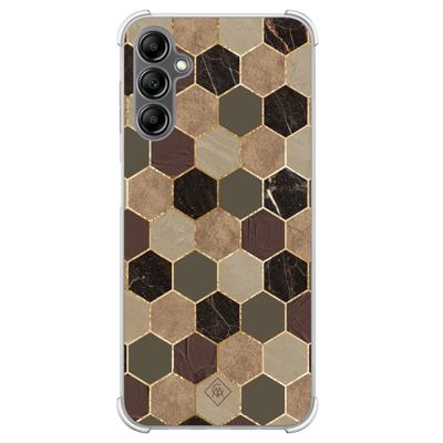 Samsung Galaxy A14 shockproof hoesje - Kubus groen bruin Samsung Galaxy A14 shockproof hoesje - Kubus groen bruin