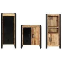 Badkamermeubelset met plank 3 pcs Bruin Massief Mango Hout - thumbnail