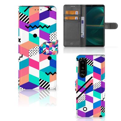 Sony Xperia 5III | Book Case | Blokken Kleurrijk Sony Xperia 5III | Book Case | Blokken Kleurrijk