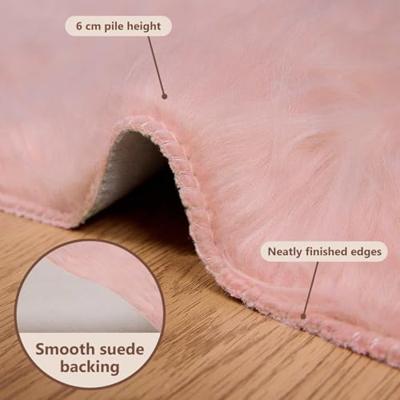 Nep Schapenvacht Tapijt Tafalla Roze 120 x 120 cm Polyester