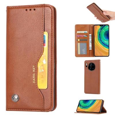 Voor Huawei mate 30 Pro Knead huidtextuur horizontale Flip lederen draagtas met foto frame & houder & kaartsleuven & portemonnee (bruin)