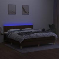 Boxspring met matras en LED stof donkerbruin 180x200 cm - thumbnail