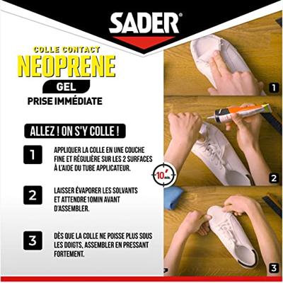 Adesivo a contatto in gel di neoprene extra forte - SADER - Tutti i materiali - Adesione immediata - Tubetto da 125 ml Adesivo a contatto in gel di neoprene extra forte - SADER - Tutti i materiali - Adesione immediata - Tubetto da 125 ml