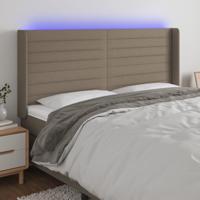 Hoofdbord LED 163x16x118/128 cm stof taupe - thumbnail