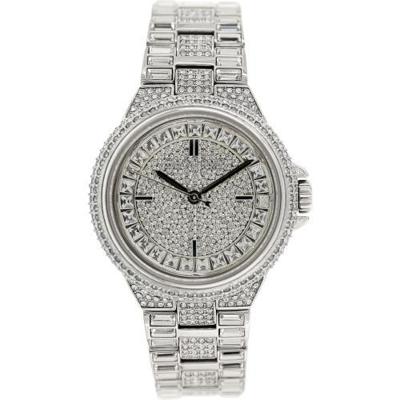 Michael Kors Mk5869 Camille zilverkleurige kristallen pave dameshorloge met glitter wijzerplaat